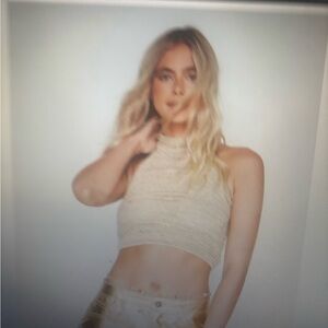 Nasty Gal Cream Sleeveless Crop Top